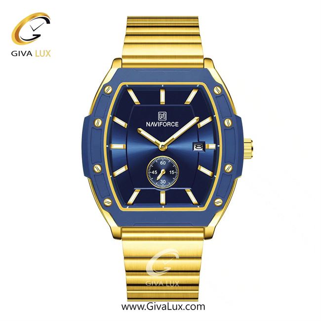 ساعت مچی اورجینال مردانه ناوی فورس|Naviforce|نوی فورس|نیوی فورس دو موتوره زیر ثانیه طلایی-سرمه ای | طلایی| سرمه ای| کد رفرنس NF8068 G/BE